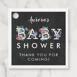 Etiquetas Para Recuerdos Floral Texto Chalkboard Baby Shower Gracias