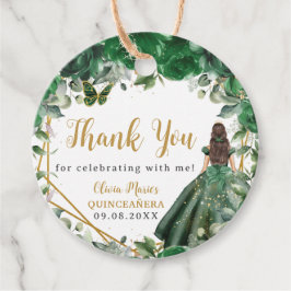 Etiquetas Para Recuerdos Floral verde esmeralda Princesa Dorada Quinceañera