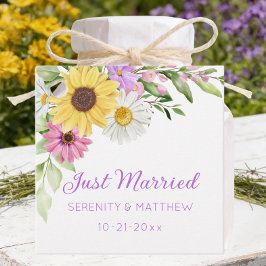 Etiquetas Para Recuerdos Floral Wildflower Sunflower Daisy Just Married