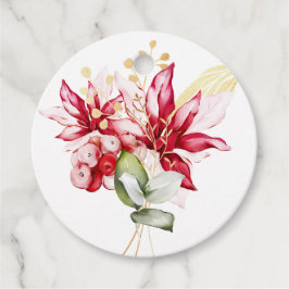 Etiquetas Para Recuerdos Flores acuáticas de poinsettia roja feriado de inv
