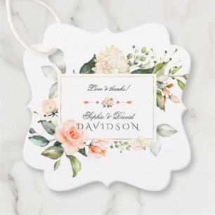 Etiquetas Para Recuerdos Flores acuáticas modernas Boda de coral vivo