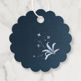 Etiquetas Para Recuerdos flores azules polvorientas y elegantes azul marino