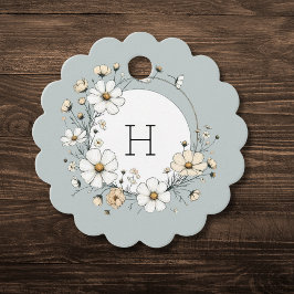 Etiquetas Para Recuerdos Flores Boho de Monograma de Salvia Personalizadas 