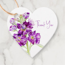 Etiquetas Para Recuerdos Flores bursátiles acuarela arte púrpura gracias
