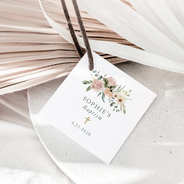 Etiquetas Para Recuerdos Flores de acuarela neutra simples | Bautismo