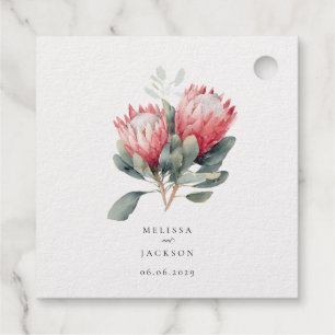 Etiquetas Para Recuerdos Flores de acuarela rosadas Protea Boda