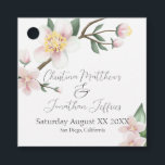 Etiquetas Para Recuerdos Flores de Apple de color de agua romántico<br><div class="desc">Estas etiquetas románticas de los favores matrimoniales presentan un hermoso tema floral. El fondo es un blanco sencillo y elegante con flores de manzana acuarelas. Una rama de flores se coloca sobre la parte superior, y dos flores rosadas se colocan en la parte inferior derecha, enmarcando el texto en el...</div>