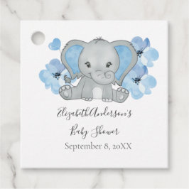 Etiquetas Para Recuerdos Flores de Baby Shower de Elefante Niño Azul Globo