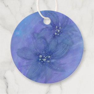 Etiquetas Para Recuerdos Flores de color de agua azul Gift redondo/etiqueta