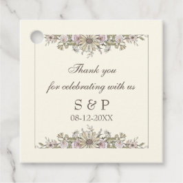 Etiquetas Para Recuerdos Flores de dibujo boda vintage de marfil