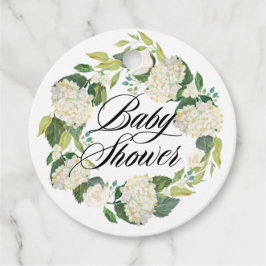 Etiquetas Para Recuerdos Flores de hidrangea blanca Wreath Baby Shower