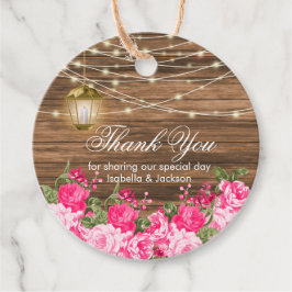 Etiquetas Para Recuerdos Flores de madera, linterna y rosa Bonito - Gracias