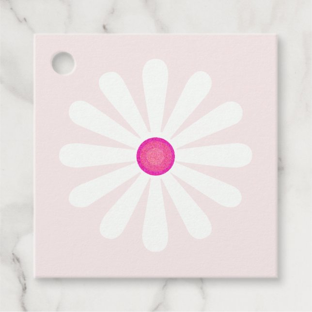 Etiquetas Para Recuerdos Flores de margarita rosa y blanca (Anverso)
