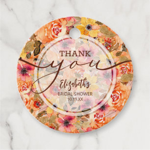 Etiquetas Para Recuerdos Flores de Otoño Chic Bridal Shower Agradecimiento
