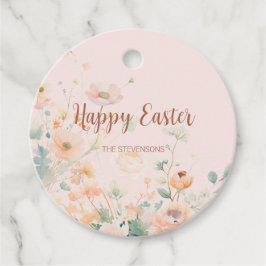 Etiquetas Para Recuerdos Flores de Primavera Pastel Rosa Feliz Pascua