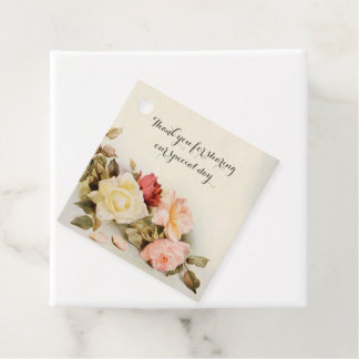 Etiquetas Para Recuerdos Flores de Rosa de Jardín Antiguo Boda Vintage