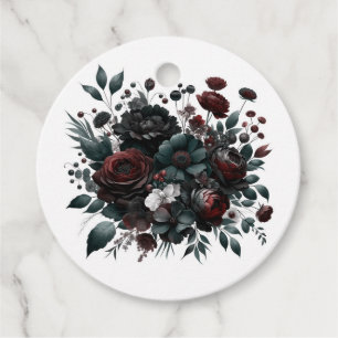Etiquetas Para Recuerdos Flores Elegantes de Boda Floral Bosque Oscuro Malh
