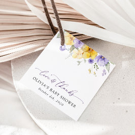 Etiquetas Para Recuerdos Flores moradas, flores amarillas, boho, Baby Showe