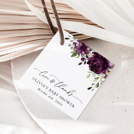 Etiquetas Para Recuerdos Flores moradas, flores de ciruela, Boho, Baby Show