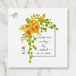 Etiquetas Para Recuerdos Flores naranjas, arco y boda de caída en monograma