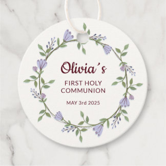 Etiquetas Para Recuerdos Flores púrpuras Primera comunión