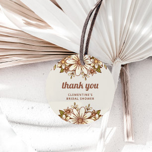 Etiquetas Para Recuerdos Flores retro Boho Bridal Shower Gracias