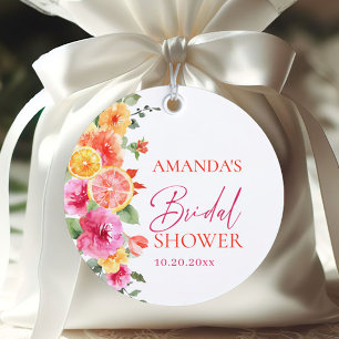 Etiquetas Para Recuerdos Flores rosa brillante ducha de novia de Citrus Sli