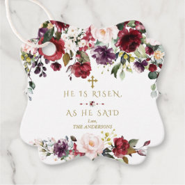 Etiquetas Para Recuerdos Flores Rosa De Borgoña Se Levanta Esqua De Pascua 