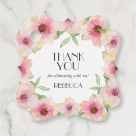 Etiquetas Para Recuerdos Flores rosadas acuarela Agradecido