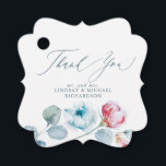 Etiquetas Para Recuerdos Flores rosadas azul polvoriento Elegante agradecim<br><div class="desc">Etiquetas de regalo de boda florales azules y rosadas polvorientas</div>
