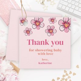 Etiquetas Para Recuerdos Flores rosas Baby Shower Gracias