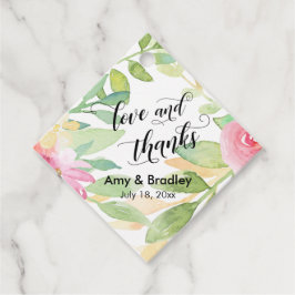 Etiquetas Para Recuerdos Flores rosas y caligrafía amor y agradecimiento Bo