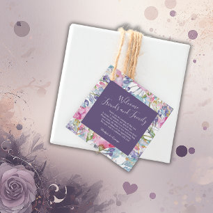 Etiquetas Para Recuerdos flores silvestres acuarela violeta follaje verde