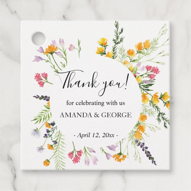 Etiquetas Para Recuerdos Flores silvestres gracias a Favor Tags (Anverso)