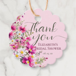 Etiquetas Para Recuerdos Flores silvestres rosadas brillantes para una fies