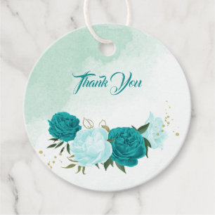 Etiquetas Para Recuerdos flores turquesa hojas verdes boda