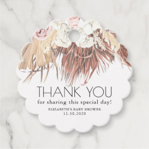 Etiquetas Para Recuerdos Foliage de Palm Seco Tropical Baby Shower Gracias