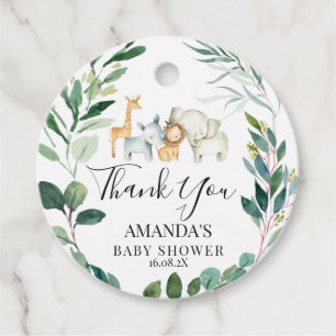 Etiquetas Para Recuerdos Foliage Wreath Safari Baby Shower Round