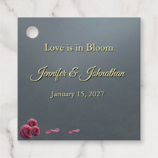 Etiquetas Para Recuerdos Fondo Gris Rosas Rosadas El Amor Está en Flor 