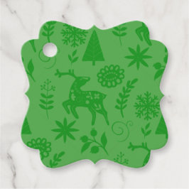 Etiquetas Para Recuerdos Forest Deer Folk Art Green Gift Favor Tags