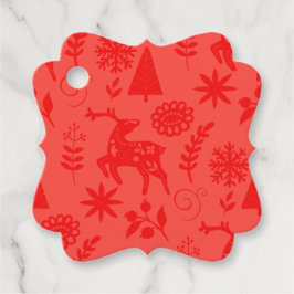 Etiquetas Para Recuerdos Forest Deer Folk Art Red Gift Favor Tags