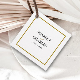 Etiquetas Para Recuerdos Formal Classic Black Gold Monogram Wedding