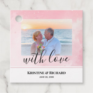 Etiquetas Para Recuerdos Foto Boda personalizada con un bebé rosado