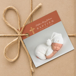 Etiquetas Para Recuerdos Foto de Bautismo con agradecimiento en guión de te