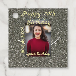 Etiquetas Para Recuerdos Foto de Silverglitter 20 cumpleaños fecha de añadi