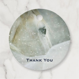 Etiquetas Para Recuerdos Foto de un hermoso caballo blanco en invierno