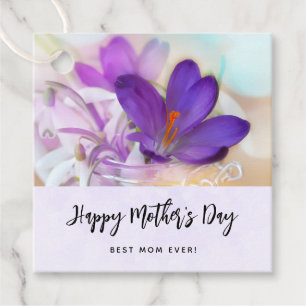 Etiquetas Para Recuerdos Foto del Día de las Madres de la Primavera Púrpura