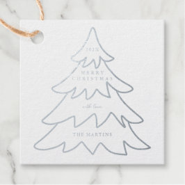 Etiquetas Para Recuerdos Foto mínima de árbol de Navidad de Relieve metaliz
