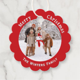 Etiquetas Para Recuerdos Foto Personalizada de Familia Feliz Navidad Fiesta