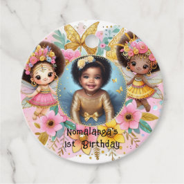 Etiquetas Para Recuerdos Fotos Cumpleaños Pequeño Hada Negra Rosa Africano